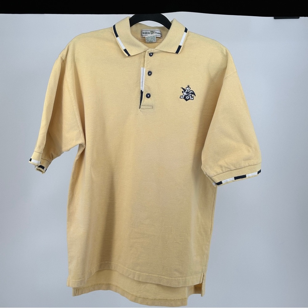 Vintage 90’s Yellow Classic Polo Shirt with‎ Embroidered Anheiser Busch Logo